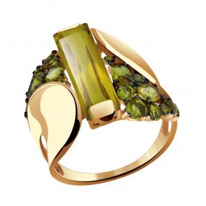 Золотое кольцо Александра с фианитом и султанитом кл2189-48ск-са фото