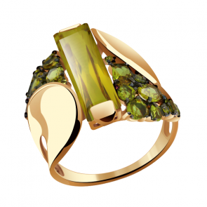 Золотое кольцо Александра с фианитом и султанитом кл2189-48ск-са фото