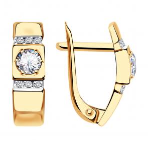 Золотые серьги Александра с фианитом кл2296аск фото