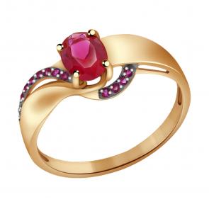 Золотое кольцо Александра с фианитом и рубиновым корундом кл2321-30ск-р фото