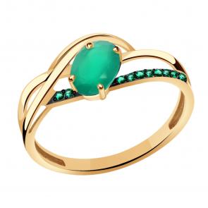 Золотое кольцо Александра с фианитом и агатом кл2359-12ск-з фото