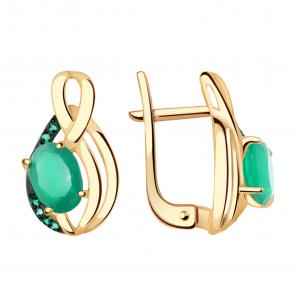 Золотые серьги Александра с фианитом и агатом кл2359а-12ск-з фото