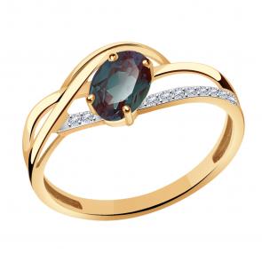 Золотое кольцо Александра с бриллиантом и александритом кл2359ск фото
