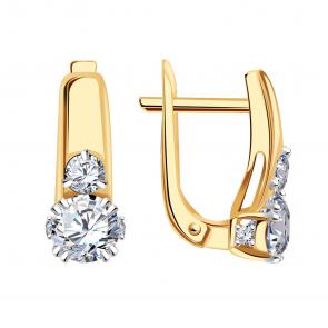 Золотые серьги Александра с фианитом кл2370аск фото