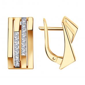 Золотые серьги Александра с фианитом кл2402аск фото