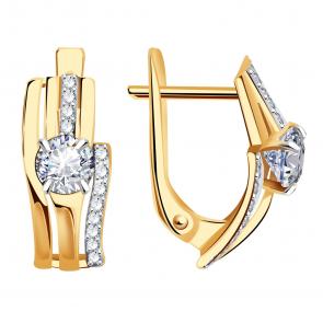 Золотые серьги Александра с фианитом кл2410аск фото