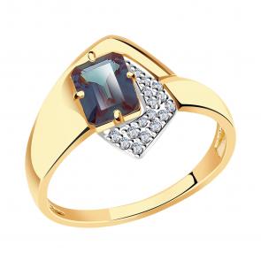 Золотое кольцо Александра с бриллиантом и александритом кл2495ск фото