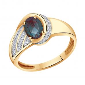Золотое кольцо Александра с бриллиантом и александритом кл2499ск фото