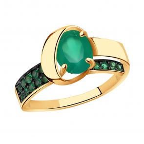 Золотое кольцо Александра с фианитом и агатом кл2501-12ск-з фото