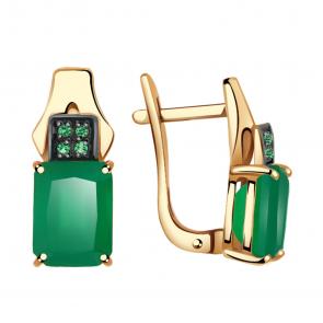 Золотые серьги Александра с фианитом и агатом кл2505а-12ск-з фото