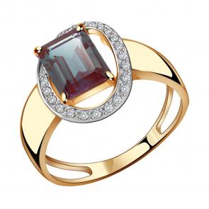 Золотое кольцо Александра с бриллиантом и александритом кл2596ск фото