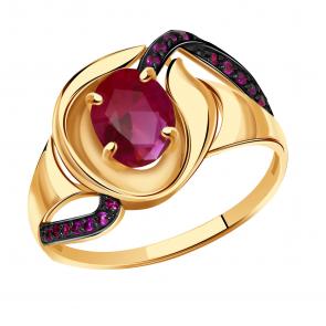 Золотое кольцо Александра с фианитом и рубиновым корундом кл2600-30ск-р фото