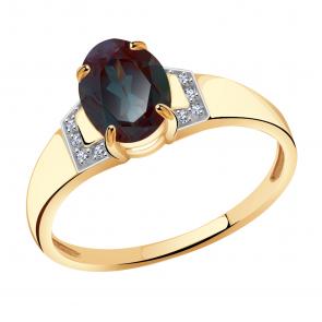 Золотое кольцо Александра с бриллиантом и александритом кл2648ск фото