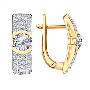 Золотые серьги Александра с фианитом кл2684аск фото