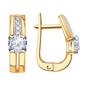 Золотые серьги Александра с фианитом кл2740аск фото