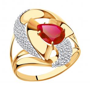 Золотое кольцо Александра с фианитом и рубиновым корундом кл2790-30ск фото