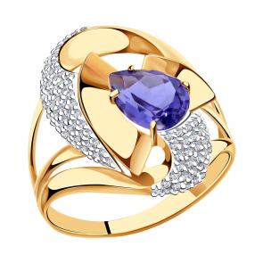 Золотое кольцо Александра с фианитом и танзанитом кл2790-73ск фото