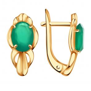 Золотые серьги Александра с агатом кл2826а-12ск фото