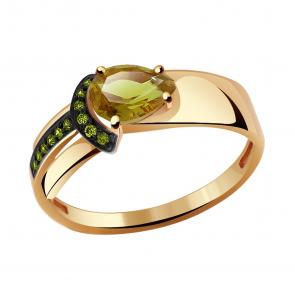 Золотое кольцо Александра с фианитом и султанитом кл2852-48ск-са фото