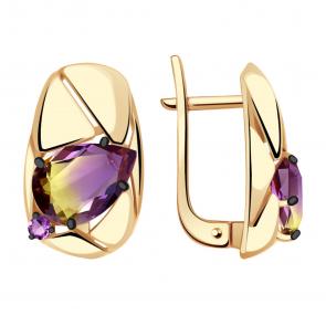Золотые серьги Александра с аметистом и аметрином кл2891а-49ск фото