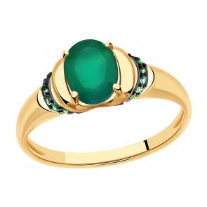 Золотое кольцо Александра с фианитом и агатом кл2898-12ск-з фото