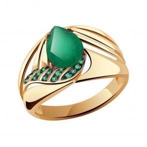 Золотое кольцо Александра с фианитом и агатом кл2931-12ск-з фото