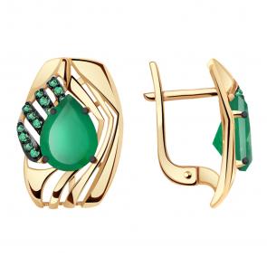 Золотые серьги Александра с фианитом и агатом кл2931а-12ск-з фото