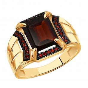 Золотое кольцо Александра с ситаллом цвета Гранат и фианитом кл2965-34ск-к фото