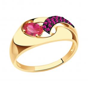 Золотое кольцо Александра с фианитом и рубиновым корундом кл2977-30ск-р фото
