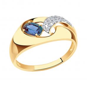 Золотое кольцо Александра с бриллиантом и александритом кл2977ск фото