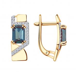 Золотые серьги Александра с бриллиантом и александритом кл3112аск фото