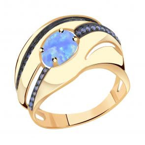 Золотое кольцо Александра с фианитом и опалом кл3175-15ск-ш фото