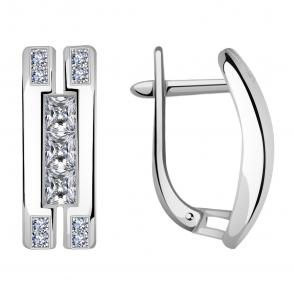 Серьги из белого золота Александра с бриллиантом и сапфиром кл3271асб фото