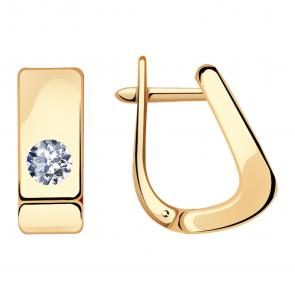 Золотые серьги Александра с фианитом кл3348аск фото