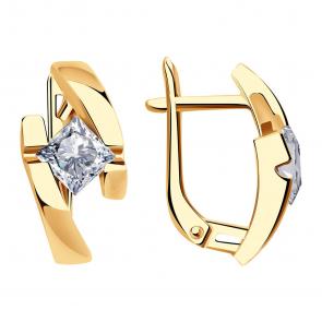 Золотые серьги Александра с фианитом кл3421аск фото