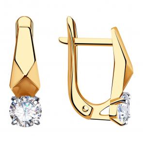 Золотые серьги Александра с фианитом кл3424аск фото