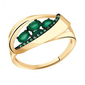 Золотое кольцо Александра с фианитом и агатом кл3474-12ск-з фото