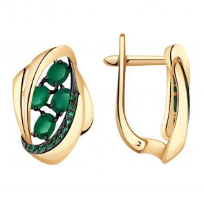 Золотые серьги Александра с фианитом и агатом кл3474а-12ск-з фото