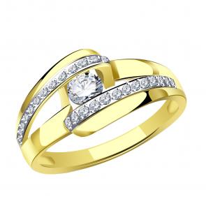 Кольцо из лимонного золота Александра с Swarovski кл3480-62сл фото