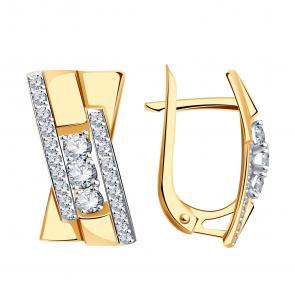 Золотые серьги Александра с фианитом кл3483асбк фото