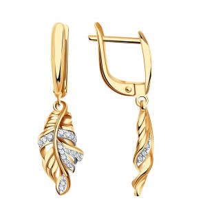 Золотые серьги Александра с фианитом кл3523аск фото