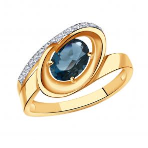 Золотое кольцо Александра с фианитом и Лондон топазом кл3526-28ск фото