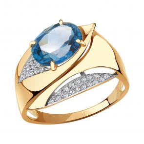 Золотое кольцо Александра с фианитом и Лондон топазом кл3534-28ск фото