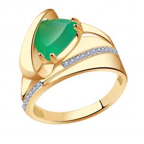 Золотое кольцо Александра с фианитом и агатом кл3542-12ск фото