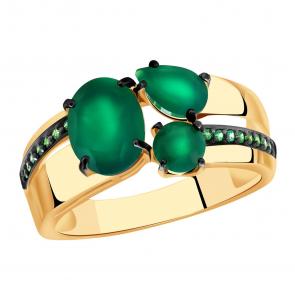 Золотое кольцо Александра с фианитом и агатом кл3565-12ск-з фото