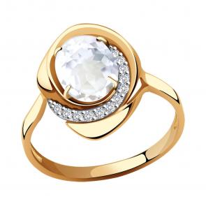 Золотое кольцо Александра с фианитом и горным хрусталём кл3585-7ск фото
