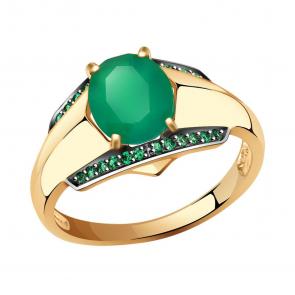 Золотое кольцо Александра с фианитом и агатом кл3601-12ск-з фото