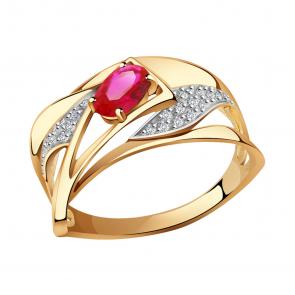 Золотое кольцо Александра с фианитом и рубиновым корундом кл3604-30ск фото