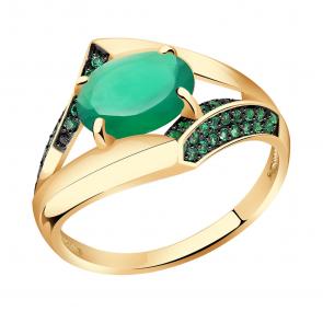 Золотое кольцо Александра с фианитом и агатом кл3633-12ск-з фото