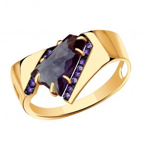 Золотое кольцо Александра с фианитом и александритом кл3662-9ск-си фото